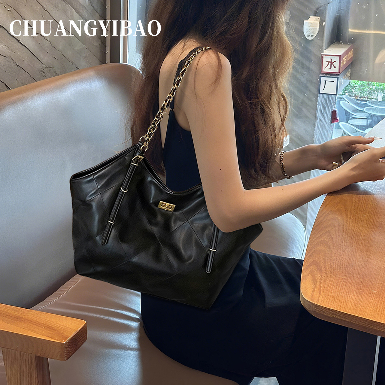 大容量通勤托特包包女2025新款秋冬复古腋下包菱格链条单肩手提包,箱包皮具/热销女包/男包,腋下包,淘宝优惠券,粉丝福利购,淘宝优惠卷