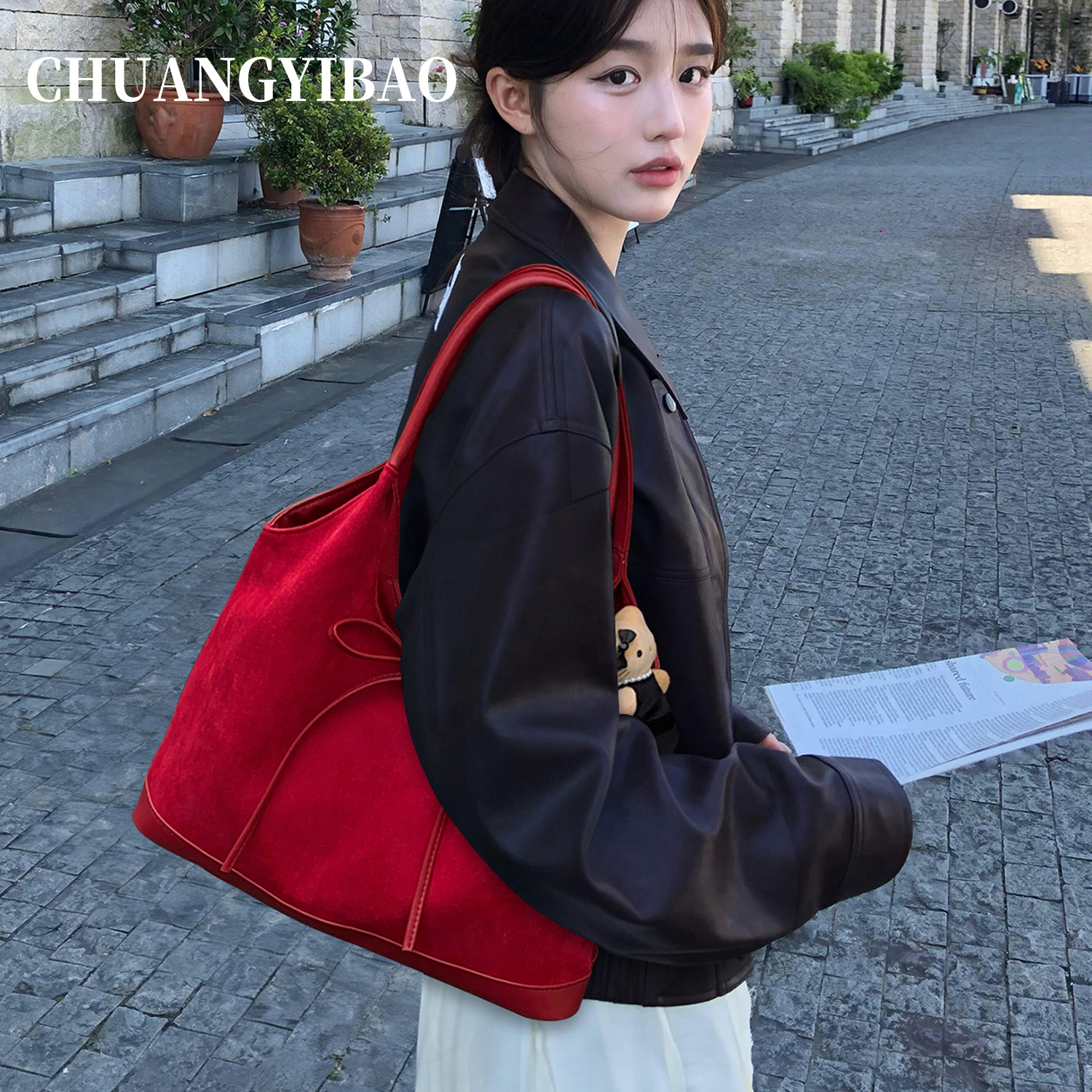 【品牌直营】大容量麂皮托特包