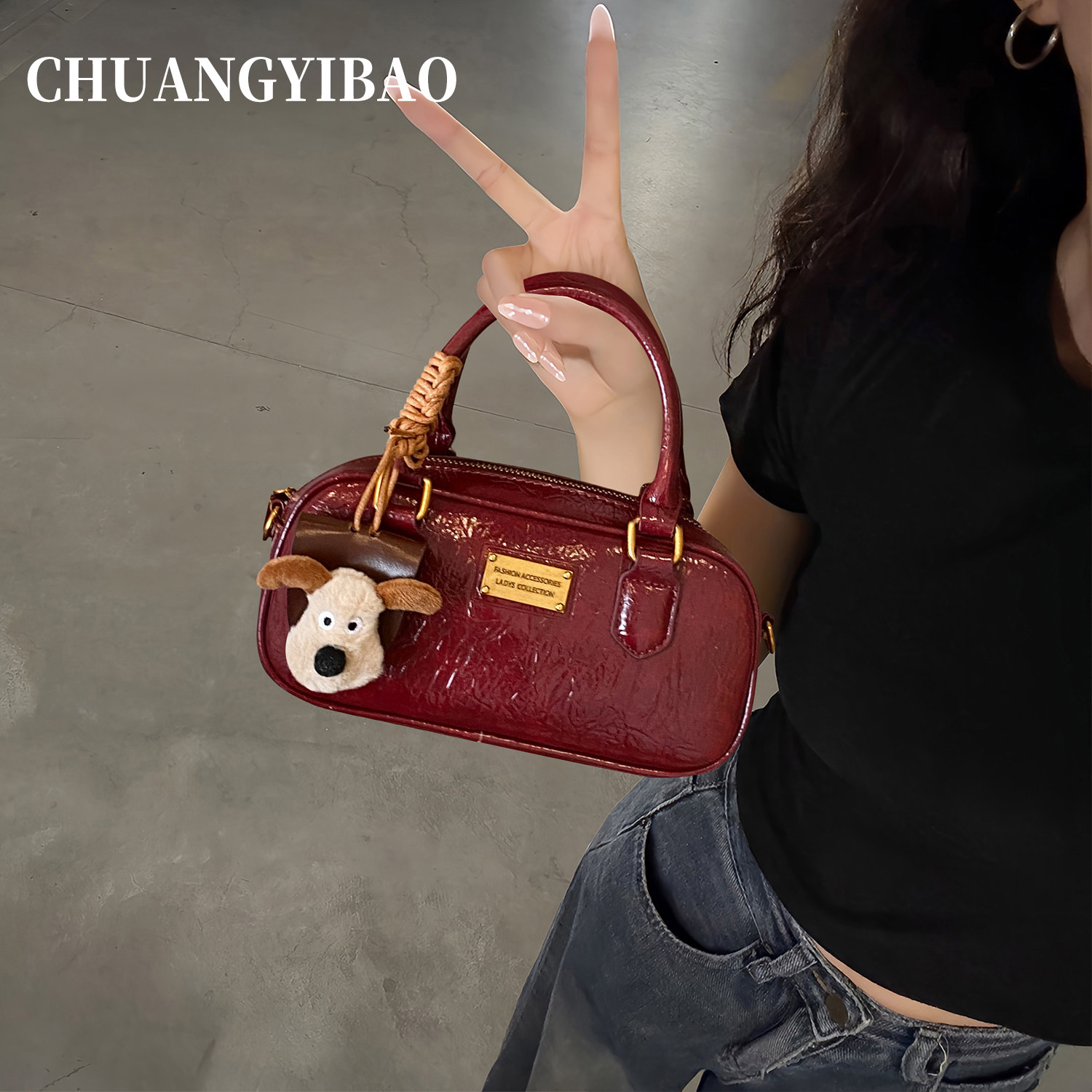 超火手提保龄球包包女式2025新款秋冬轻奢小众高级感斜挎波士顿包,箱包皮具/热销女包/男包,小方包,淘宝优惠券,粉丝福利购,淘宝优惠卷