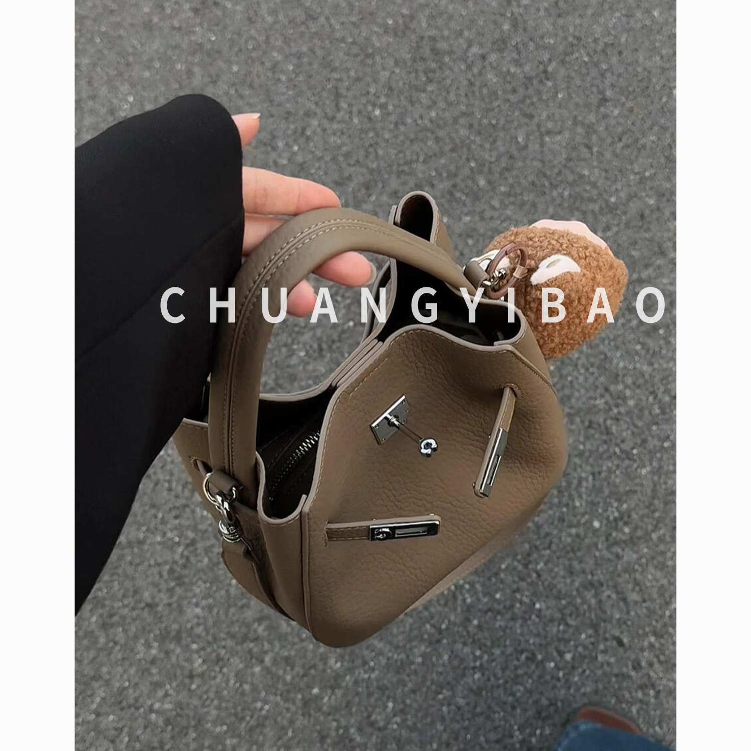 韩版ins小众设计菜篮子手提包包女式2025新款通勤百搭单肩斜挎包,箱包皮具/热销女包/男包,水桶包,淘宝优惠券,粉丝福利购,淘宝优惠卷