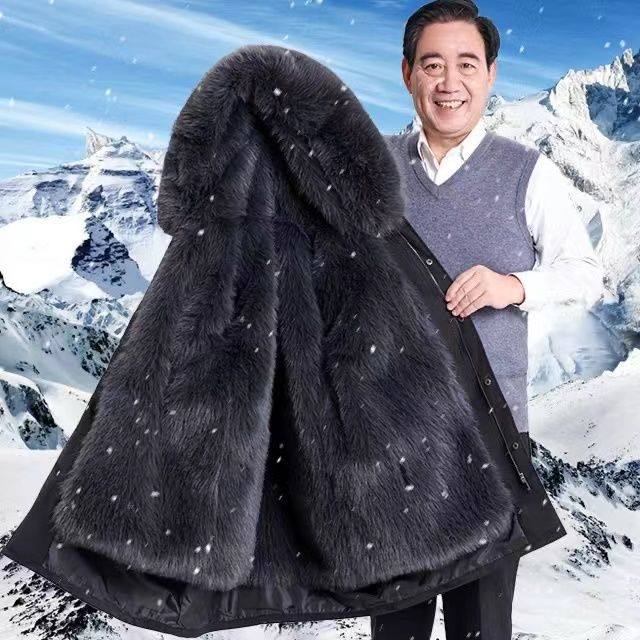 派克服男狐狸毛可拆卸内胆皮毛一体中长款宽松爸爸外套仿皮草大衣,男装,皮草,淘宝优惠券,粉丝福利购,淘宝优惠卷
