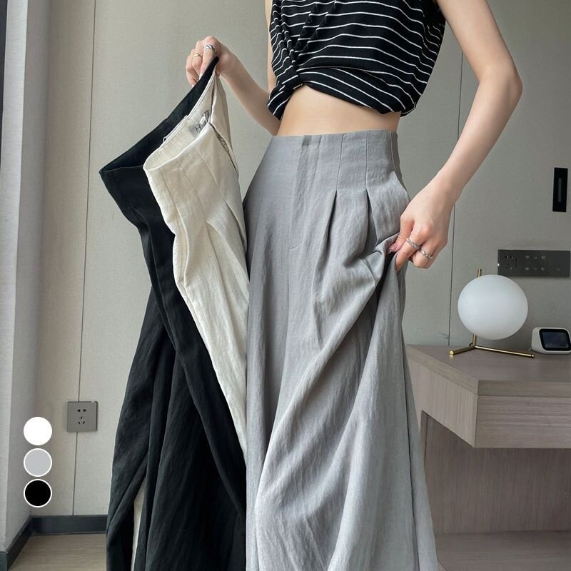 夏季高腰冰丝垂感显瘦女阔腿裤