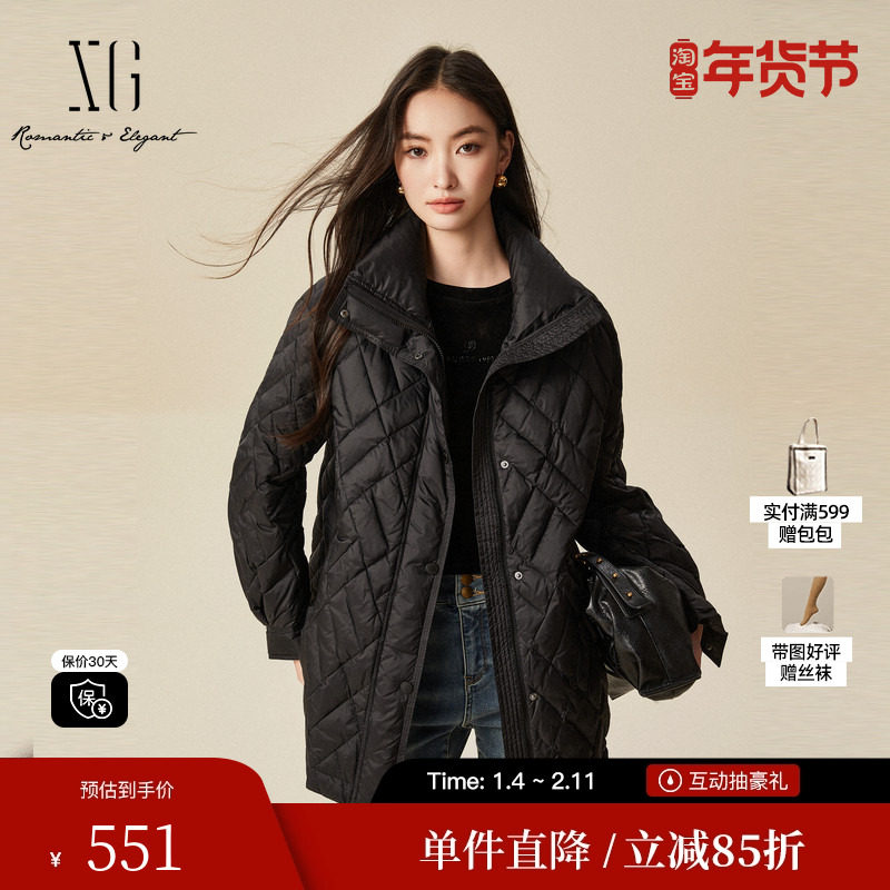 XG雪歌XJ406074A190黑色白鸭绒羽绒服2024冬季新款加厚保暖外套女,女装/女士精品,羽绒服,淘宝优惠券,粉丝福利购,淘宝优惠卷