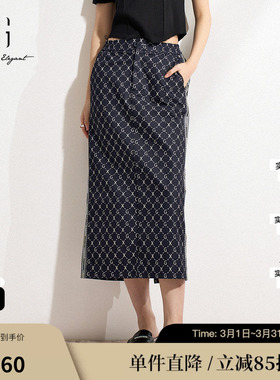 XG雪歌XK103536B806织带拼接半身裙时尚春季新款印花高腰中长裙女