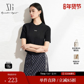 毛针织衫 短款 2025春季 XG雪歌XK111015A690黑色长袖 新款 修身 毛衫 女