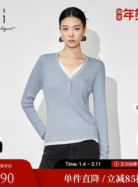 XG/雪歌XJ411070A720绣花长袖毛针织衫时尚冬季新款绵羊毛毛衫女