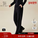 XG雪歌XJ402053A228藏青色休闲裤 女 宽松植绒直筒长裤 2024冬季 新款