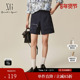 时尚 春季 新款 XG雪歌XJ102027A690拉链口袋休闲裤 藏青色直筒短裤 女