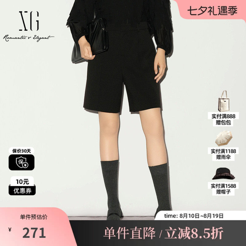 XG/雪歌XL102013A290直筒西装五分裤中裤阔腿外穿通勤休闲短裤女