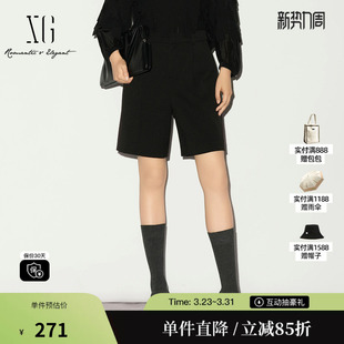 阔腿外穿通勤休闲短裤 中裤 五分裤 女 雪歌XL102013A290直筒西装