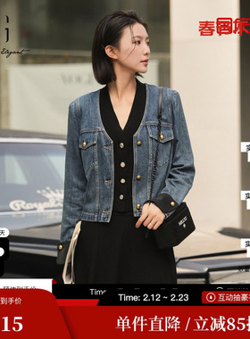 XG/雪歌XK307030A119长袖牛仔短外套2025秋季新款蓝色休闲外套女