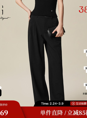 XG/雪歌XJ102006A190两粒扣黑色休闲裤时尚春季新款宽松直筒裤女