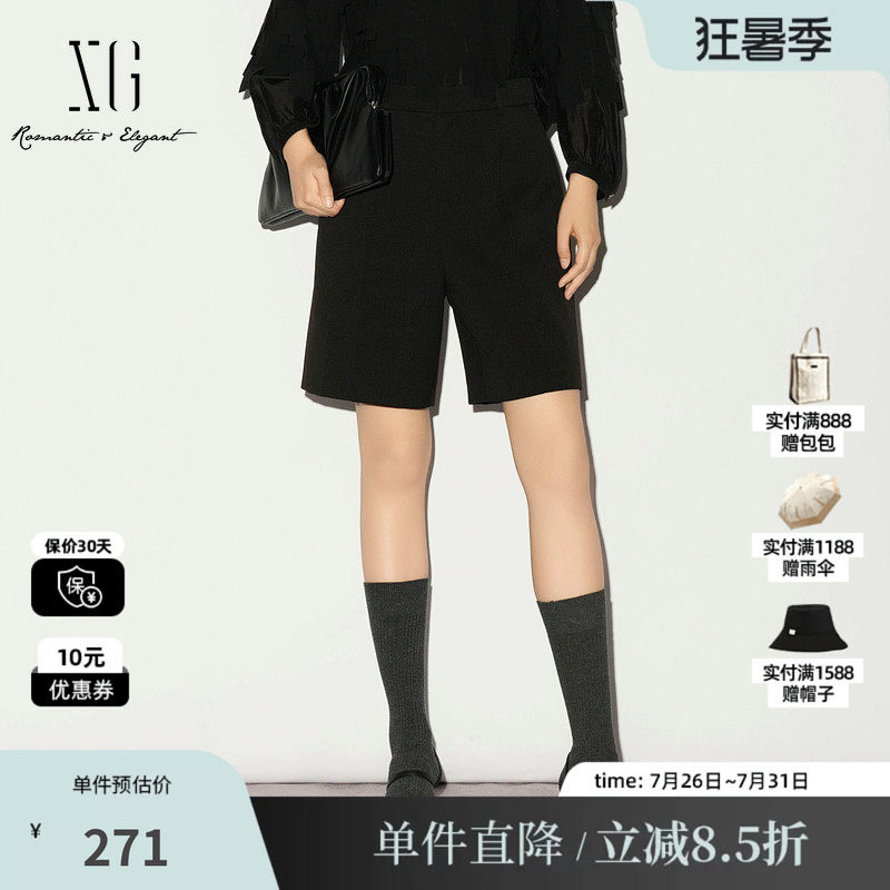 XG/雪歌XL102013A290直筒西装五分裤中裤阔腿外穿通勤休闲短裤女