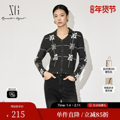 毛衫 XG雪歌XJ411089B182灰色毛针织衫 女 新款 破边设计长袖 时尚 冬季