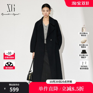 XG雪歌XJ410066A790长袖毛呢外套时尚冬季新款中长绵羊毛大衣女