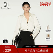 雪歌XL121015A191拼接设计衬衫 2026春季 新款 米白色长袖 上衣女