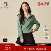 冬季 新款 短款 XG雪歌XJ401067A541字母标签套头卫衣时尚 长袖 上衣女