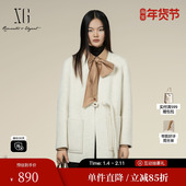 绵羊毛长袖 XG雪歌XK410022A391骆驼绒毛呢外套2025冬季 新款 大衣女