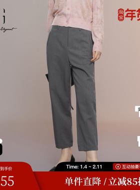 XG/雪歌XK302011A383深灰色休闲裤2025秋季新款口袋设计直筒裤女