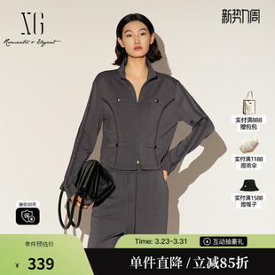 女 立领收腰短外套正肩直筒显瘦运动翻领长袖 雪歌XL107019A384