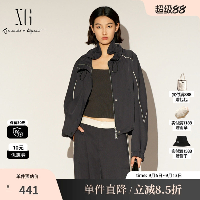 XG/雪歌XL107022A383 运动休闲短外套通勤拉链户外防风美式夹克女