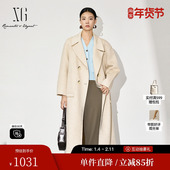 XG雪歌XJ410063A451羊驼绒毛呢外套时尚 绵羊毛大衣女 长款 冬季 新款