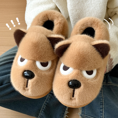 米查棉拖鞋2025新款女士冬加厚可爱毛绒全包防滑居家月子鞋厚底