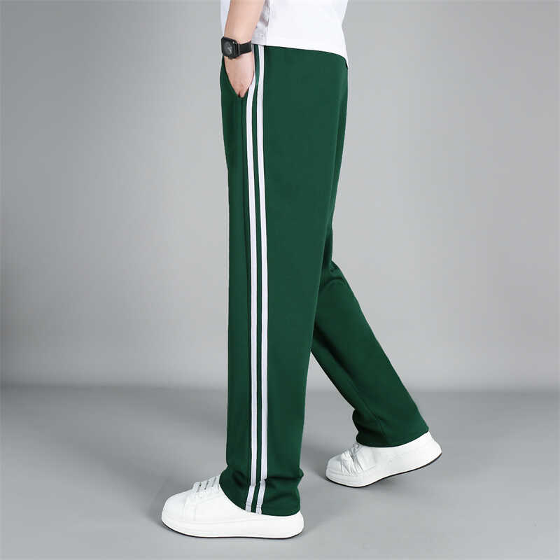 校服裤子墨绿色一道杠薄款宽松