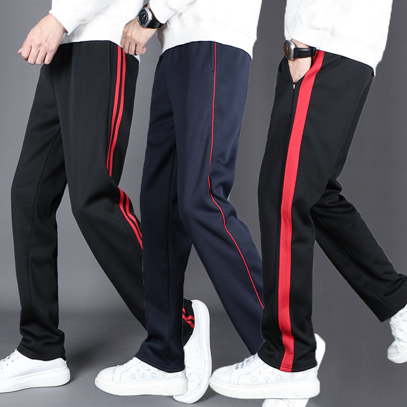 校服裤子两条杠深蓝色直筒运动