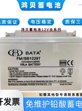 BATA鸿贝蓄电池12V7A 24A28A40A65A100AH120AH 150A 200A消防应险
