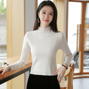 内搭毛衫 套头保暖2026年秋冬小个子短款 半高领针织上衣女长袖 修身