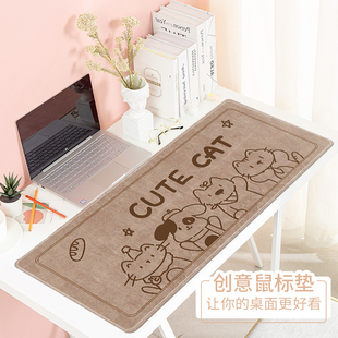 线条动物鼠标垫可爱女生办公桌面垫大号宿舍笔记本电脑键盘垫防滑