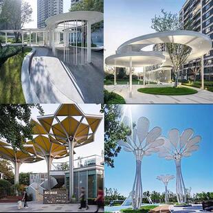 异形不锈钢树形大型雕塑定制金属造型钢结构廊架园林摆件公园广场