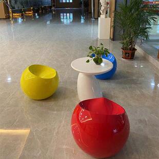 玻璃钢休闲座椅庭院户外坐凳创意休息区苹果桌椅商场美陈圆形坐凳