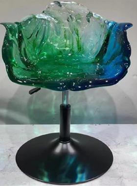 酒店前台透明树脂休闲吧台椅子摆件创意水晶玻璃艺术品凳子雕塑