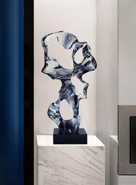 现代酒店大堂太湖石雕塑透明树脂桌面摆件创意装置艺术品抽象装饰