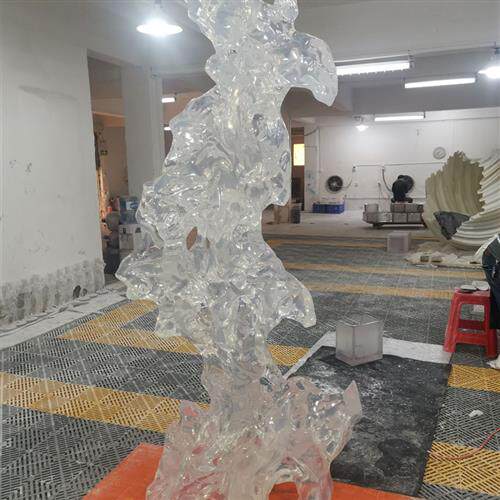 进口透明树脂铂晶太湖石雕塑水晶玻璃玄关售楼部酒店装饰品摆件