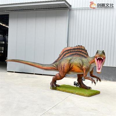 定制吼叫棘背龙化石等比例大小有声会动恐龙主题乐园室内室外商场