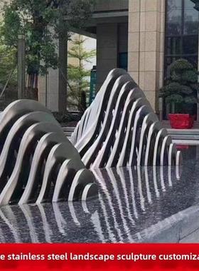 大型不锈钢切割假山饰品售楼处水景管切山雕塑景观小品定制