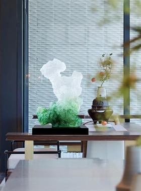 创意透明树脂太湖石摆件售楼处酒店大堂雕塑家居玄关客厅软装饰品