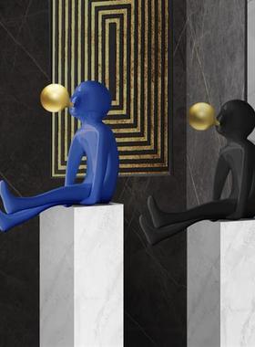 抽象吹泡泡玻璃钢卡通雕塑人物装饰样板房酒店橱窗大型落地摆件