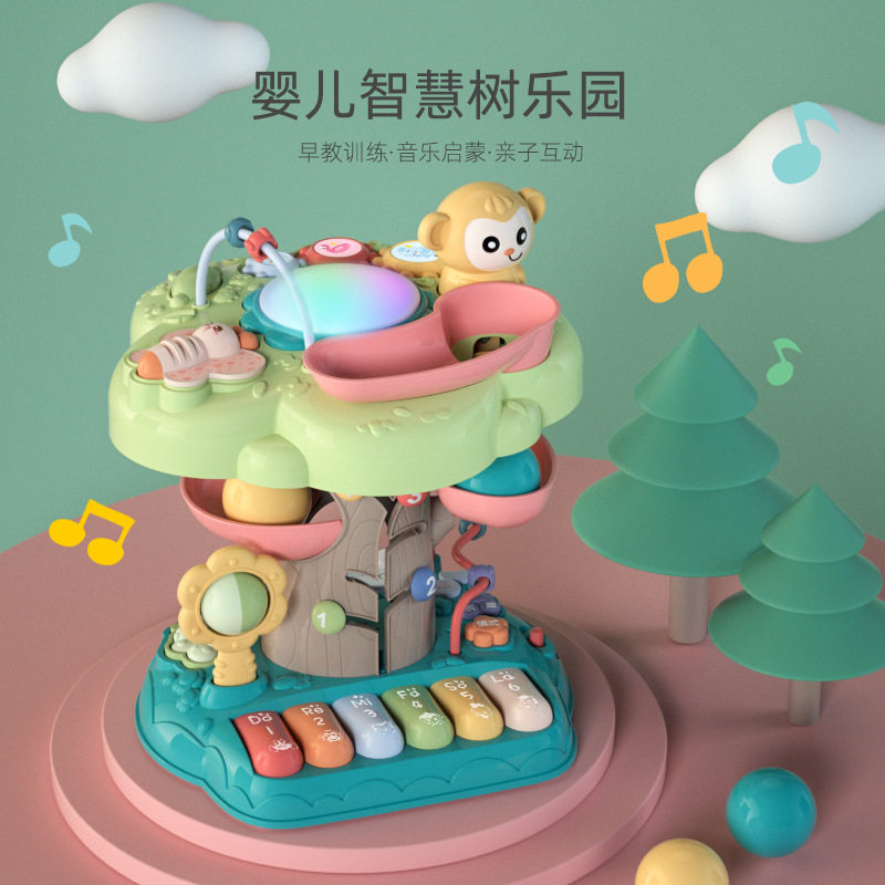 1-2-3周岁宝宝早教益智玩具台小孩齿轮滚球音乐电子琴手拍鼓玩具