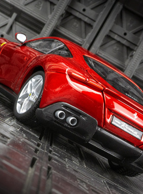 车门能打开启仿真灰红色法拉利roma罗马合金跑车玩具模型收藏摆件