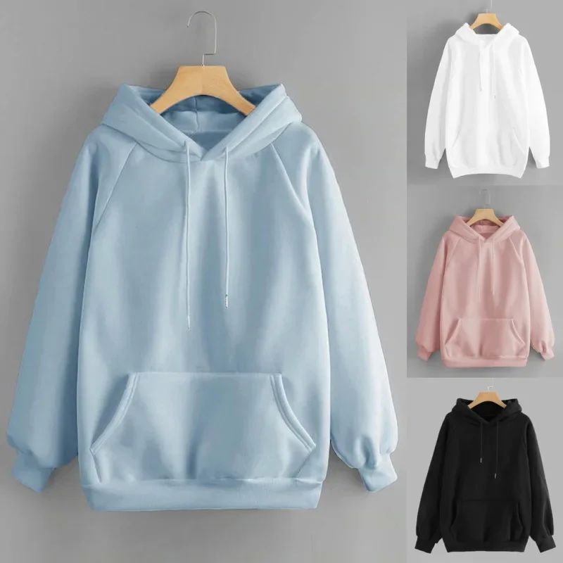 Solid color blank version hooded sweatshirt 纯色空白版卫衣女