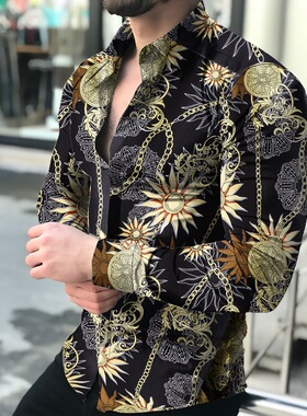 cardigan blouses and button up Luxury man 2021 长袖花衬衫