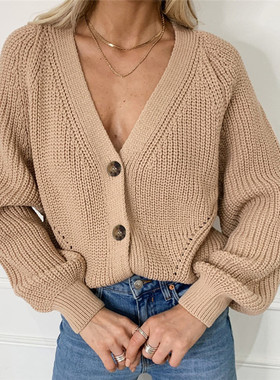 Sweater Cardigans Solid Full Sleeve Casual Knit Jumpers 新款