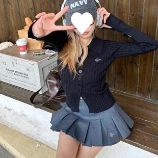 sleeved slim 修身 buckle 上衣 翻领系扣长袖 long top Collar fit