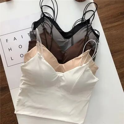 纯色短款带胸垫背心女内搭透气