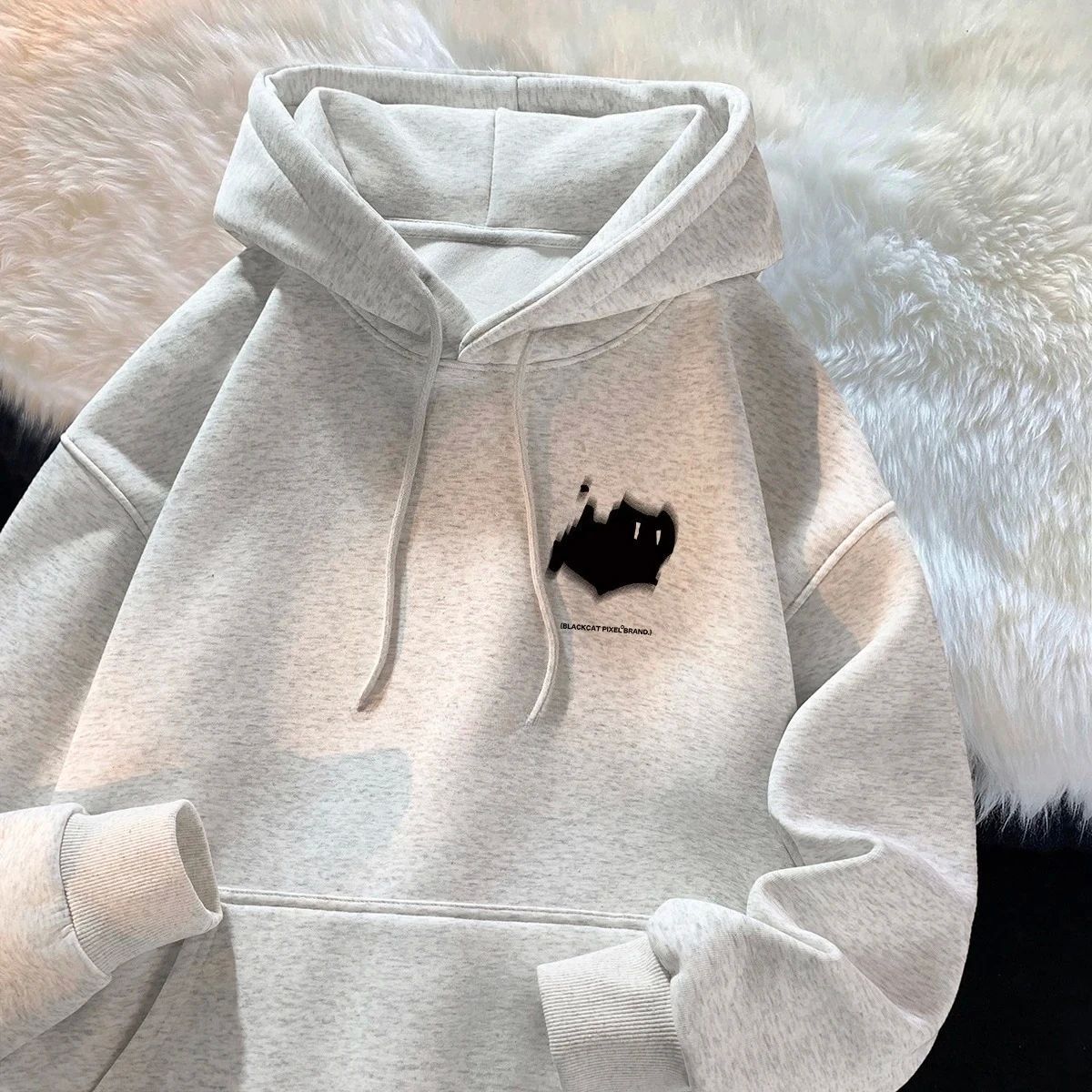 Autumn and Winter Cat Printed Hoodie men秋冬小猫印花连帽卫衣