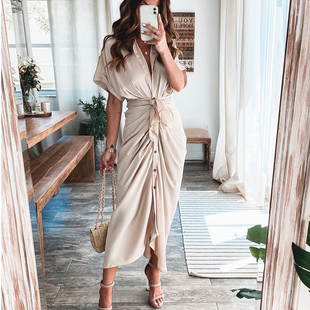 Sundress For Long Solid Dresses Button Woman Casual 新 Women